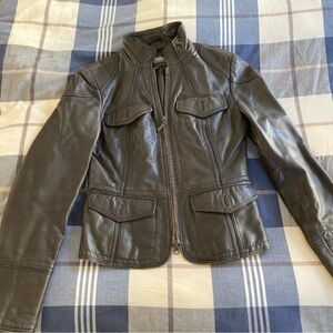 Vintage Leather Kenneth Cole Reaction cropped biker jacket XS